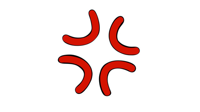 Hand Drawn Red Anger Vein Symbol Anime Stress Clipart Vector Illustration