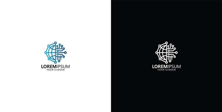 Digital globe network connection abstract technology logo design