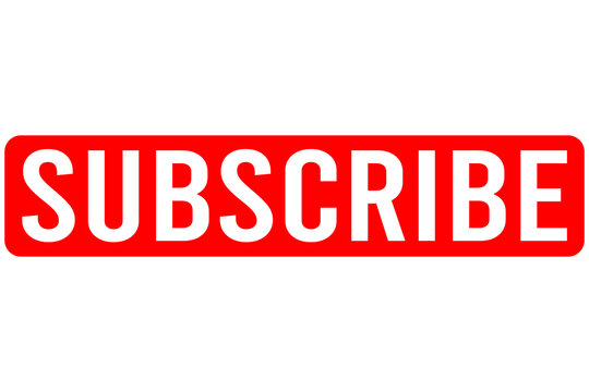 Red Subscribe Button, Call to Action Rounded Rectangle Banner Isolated on White Background
