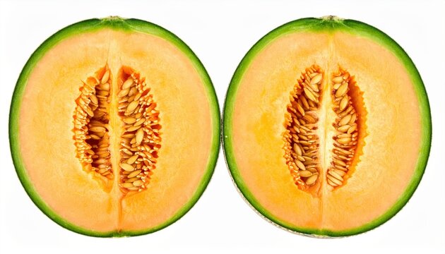 Fresh melon slices isolated on white background