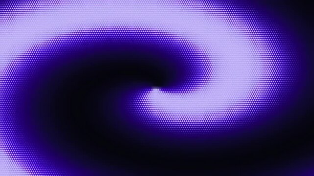 Abstract Halftone Dots Motion Background Featuring Purple Violet Spiral Vortex Swirl Dynamic Twisting LED Pattern Loop