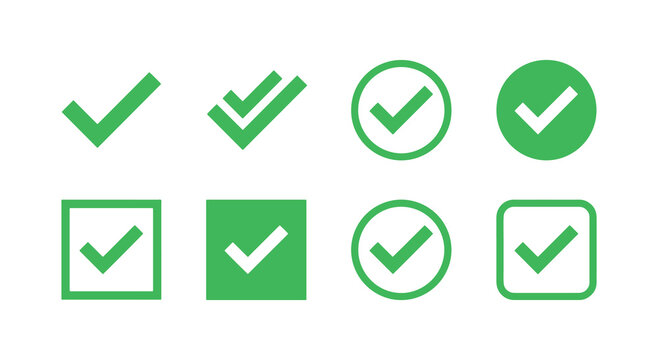 Check Mark Icon Set Correct Mark and Approved Symbol Vector Illustration