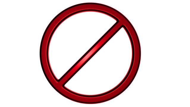Stop sign. Prohibition sign. Sign - a red circle with a line. Prohibition symbol. Restriction sign. Prohibition. Veto. Taboo. On a transparent background. Alpha channel.