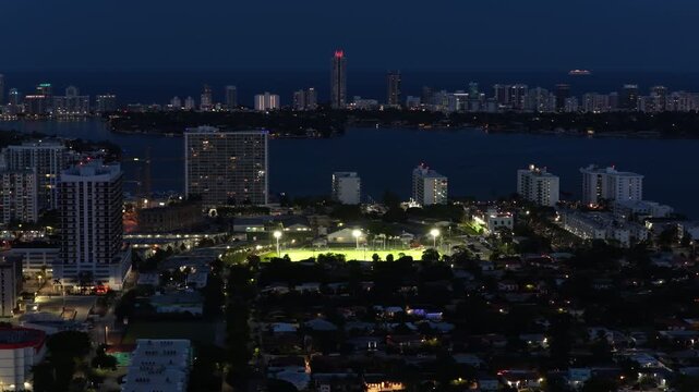 Stadium lights sports field park at night