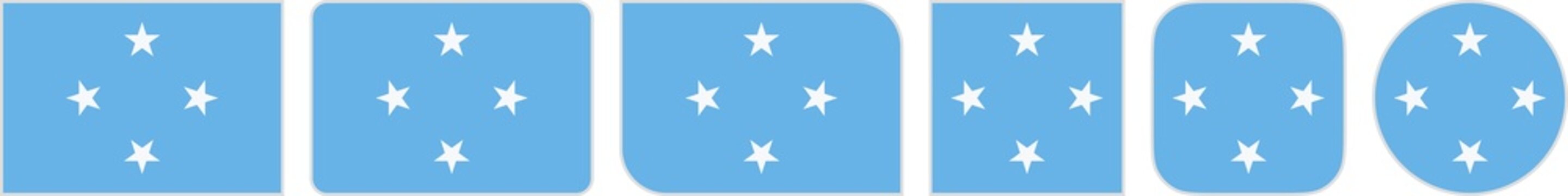 Micronesia flags clipart icon set in circle square rectangle rounded squircle and round diagonal corner shapes with border on transparent background