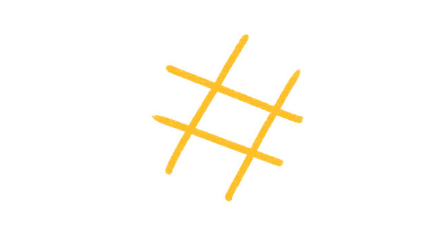 Hand Drawn Yellow Hash Tag Symbol Clipart
