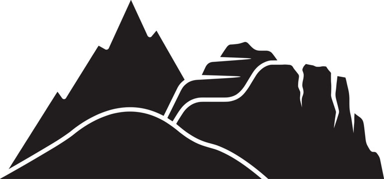 Machu Picchu and Huayna Picchu mountain skyline black silhouette vector illustration