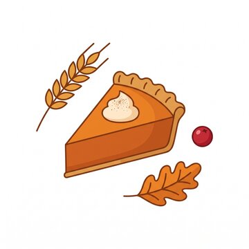 Thanksgiving pie slice &ndash; flat design Vector Set for Thanksgiving 2026 Design, warm autumn orange brown gold