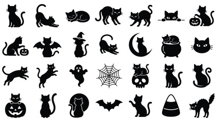 Fototapeta premium Black and white line collection of various animals and symbols