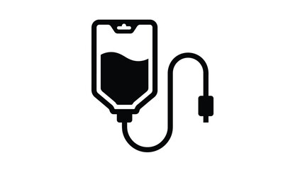 Fototapeta premium Medical intravenous drip bag vector graphic icon showing fluid solution for patient healthcare clinical treatment