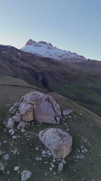 Aerial Panoramic View of Kurush Village and Mount Shalbuzdag, Dagestan, Russia