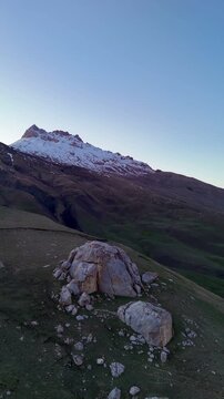 Aerial Panoramic View of Kurush Village and Mount Shalbuzdag, Dagestan, Russia