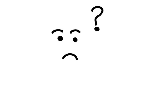 Cute Confused Sad Face Expression with Question Mark Isolated on Transparent Background PNG Clipart