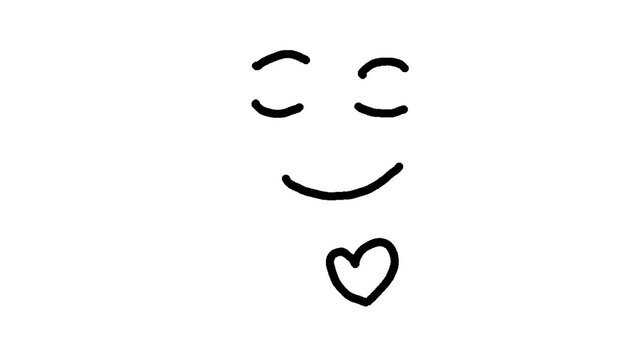 Cute Loving Smiling Face Expression with Heart Symbol Isolated on Transparent Background PNG Clipart