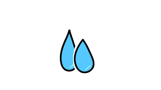 Hand Drawn Two Blue Raindrops Water Weather Doodle Illustration Isolated on Transparent Background