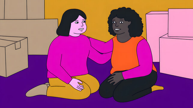 Empathetic Friendship and Relocation Concept  Artwork