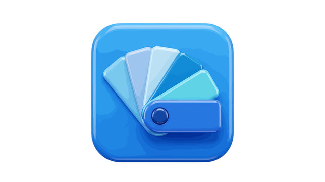 Blue color palette icon with swatches on a transparent background