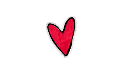 Fototapeta premium Hand Drawn Red Heart Love Shape Doodle Illustration Isolated on Transparent Background