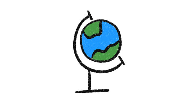 Hand Drawn Desktop World Globe Doodle Illustration Isolated on Transparent Background