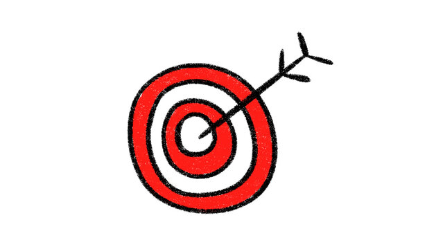 Hand Drawn Red Target Arrow Bullseye Goal Vector Doodle Clipart Transparent PNG