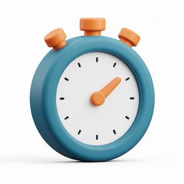 3D Teal and orange stopwatch clock timer isolated on a plain white background with stopwatch countdown business