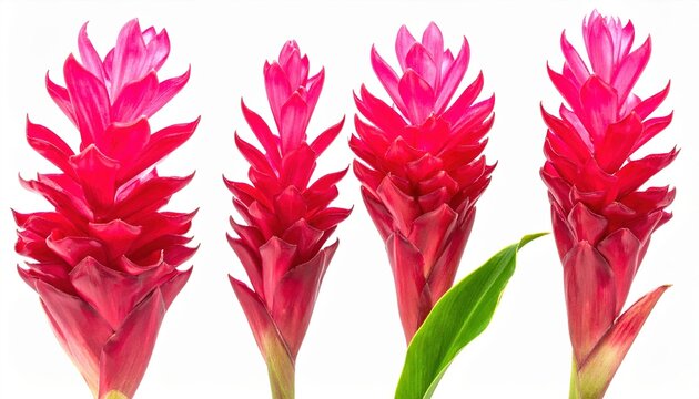 Beautiful red ginger flowers isolated on white