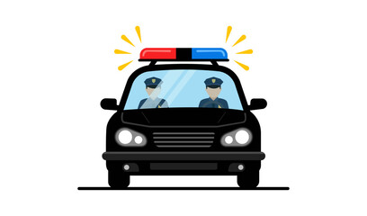 Police Car with Siren Front View Vector Illustration © Naim01