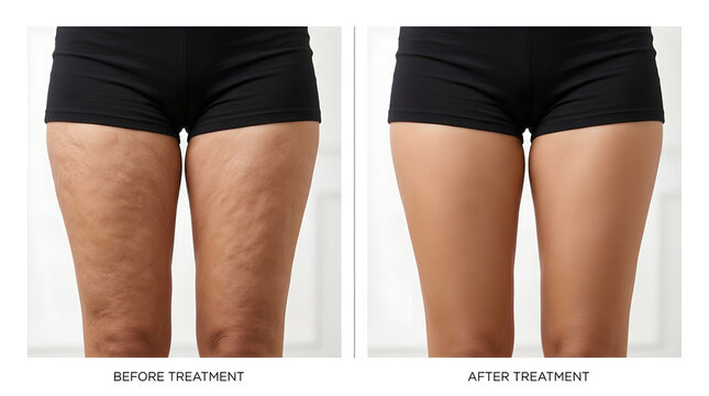 Cellulite reduction treatment before and after results|Smooth skin therapy for thighs and legs|Effective body contouring procedures for women|Anti-cellulite aesthetic treatment comparison