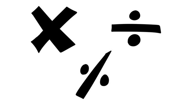 Black Hand Drawn Math Symbols Multiply Division Percentage Clipart Transparent PNG