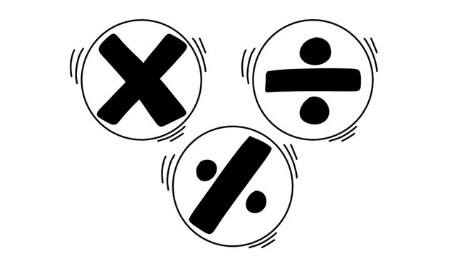 Black Circled Math Symbols Multiply Divide Percent Clipart Transparent PNG