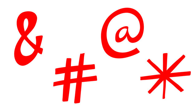 Red Special Symbols Ampersand Hashtag At Sign Asterisk Clipart Transparent PNG