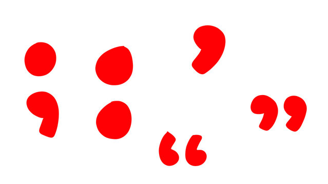 Red Punctuation Marks Semicolon Colon Comma Quotes Clipart Transparent PNG
