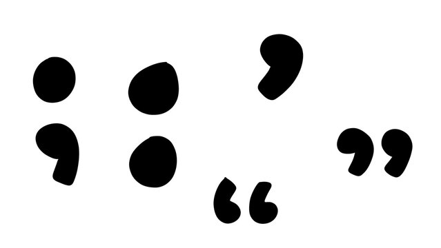 Black Punctuation Marks Semicolon Colon Comma Quotes Hand Drawn Transparent PNG Clipart