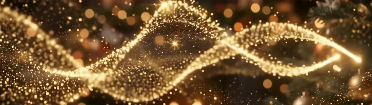 Luxury celebration and holiday magic concept flowing golden glitter particles and bokeh lights festive background for event promotion and party atmosphere.