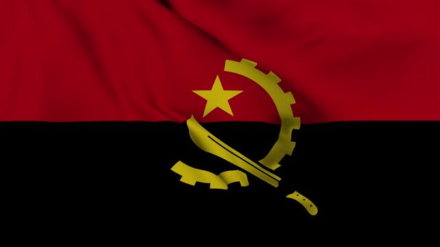 4K animation of the Angolan national flag waving in the wind
