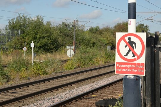 Warning signage at a train station 