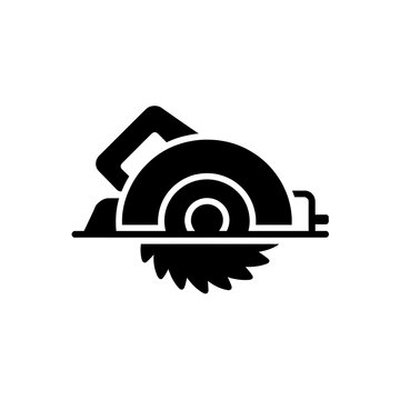Black circular saw icon for construction and carpentry