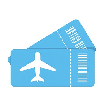 Two blue airline boarding pass tickets with airplane icon