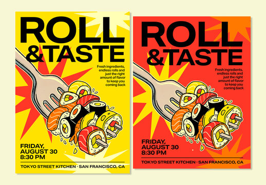 Retro Sushi Poster Layout