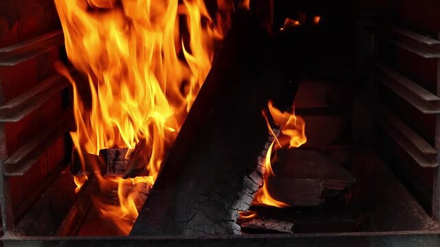 Wood burning on a grill