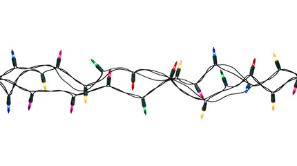 Naklejka premium String of christmas lights isolated on transparent background