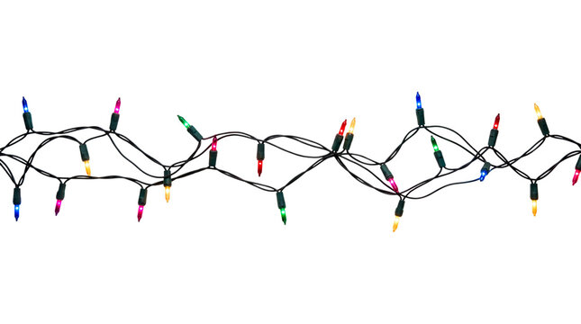 String of christmas lights isolated on transparent background