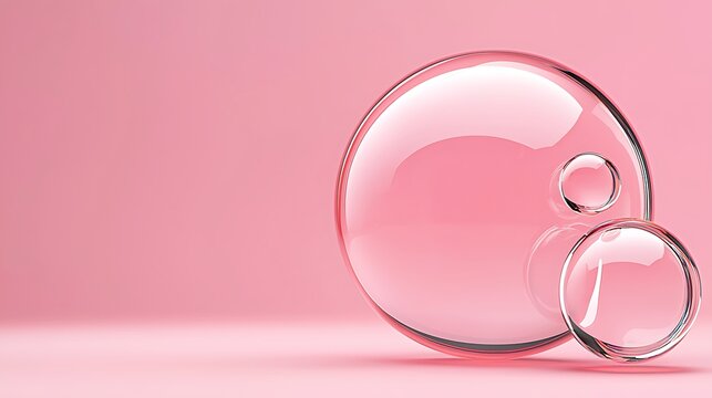 Clean glass spheres on pink studio floor.