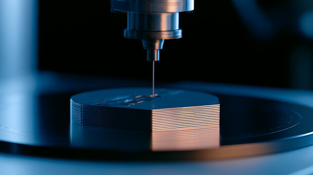 Industrial cnc milling machine cut metal part in workshop factory laboratory technology precision tool engineer production manufacture plant