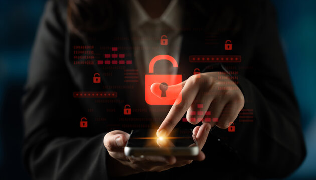 Digital security concept illustrating a cybersecurity breach, with a red unlocked padlock indicating data exposure among secure systems, emphasizing system vulnerability and risk Latch