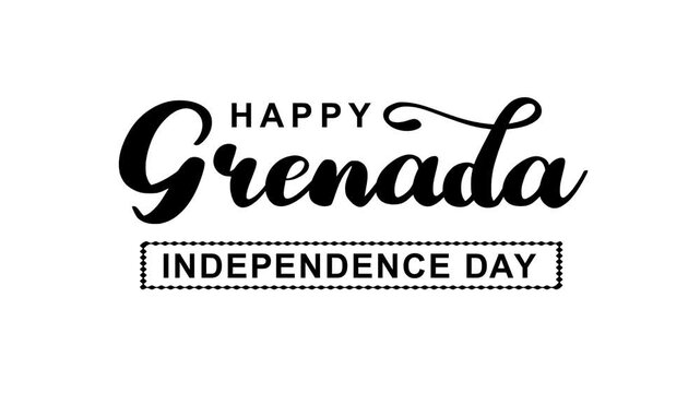 Happy grenada independence day text animation. Suitable for holiday themed digital marketing campaigns or social media posts.