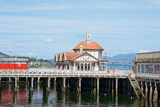Dunoon victorian pier, derelict wooden structure and buildings