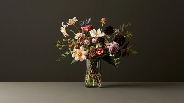 luxurious flower bouquet in an elegant crystal vase