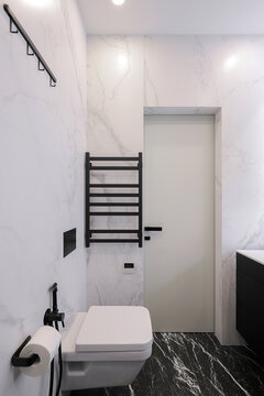 Bathroom wall hung toilet interior