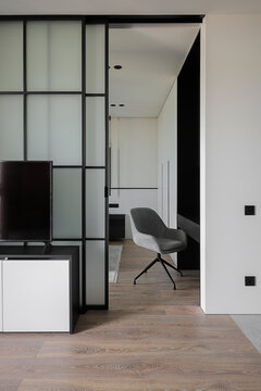 Living room sliding glass partition armchair